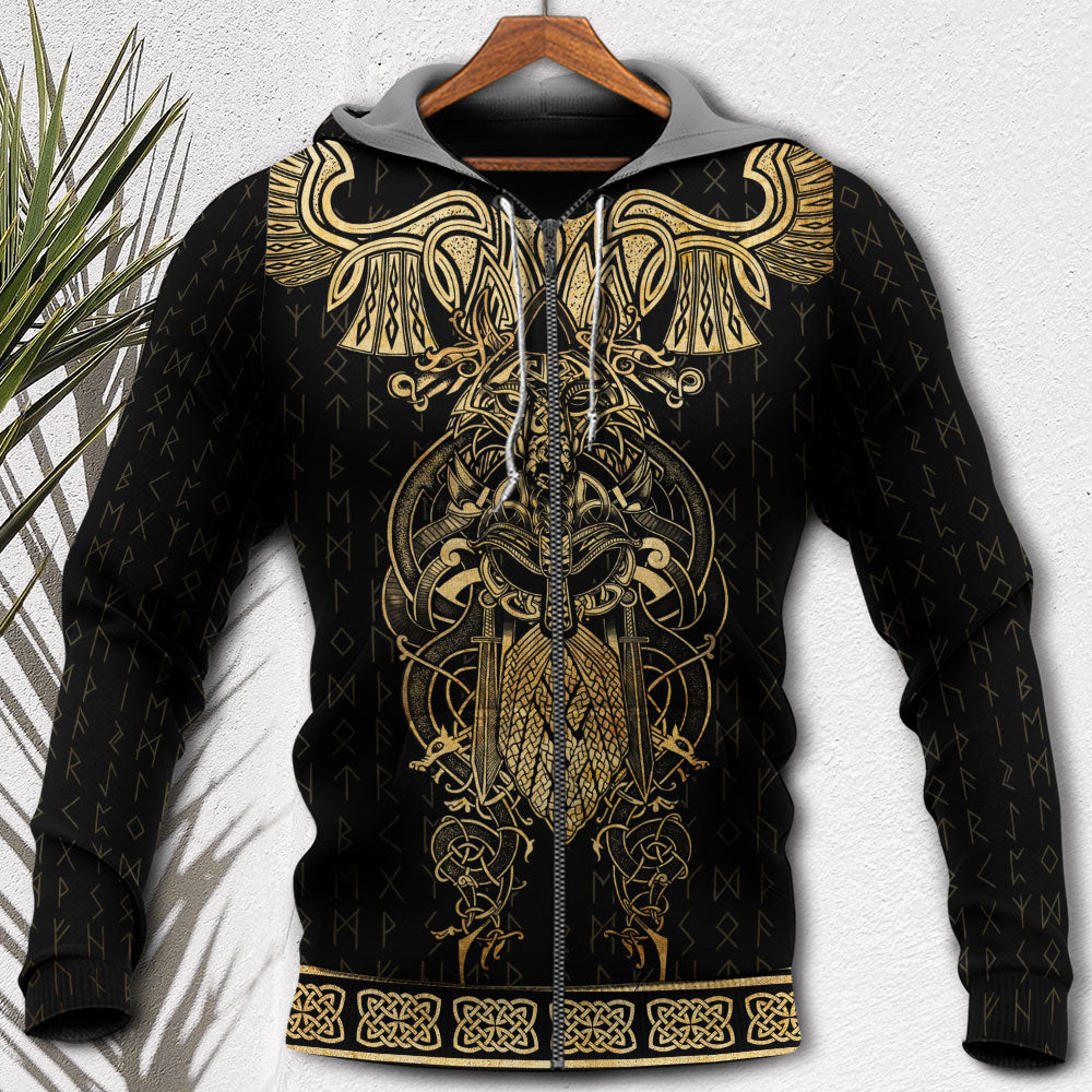 Yellow Viking Warrior Raven Symbol Hoodie For Norse Themed Outfits Weekend Travel And Relaxed Comfort