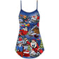Christmas Flying Super Santa V-Neck Sleeveless Cami Dress For Festive Events And Casual Summer Styling