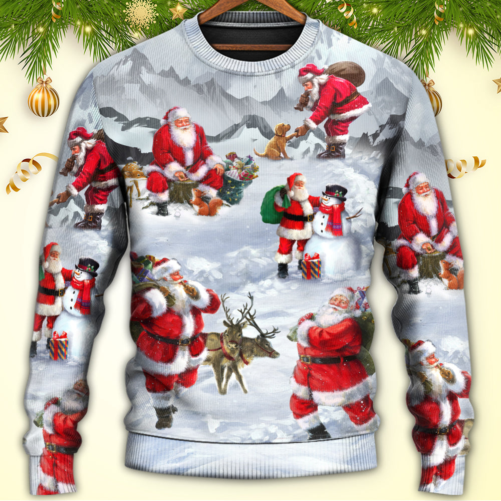 Christmas Santa Snow Mountain Sweater For Family Gatherings Winter Travel And Everyday Seasonal Comfort