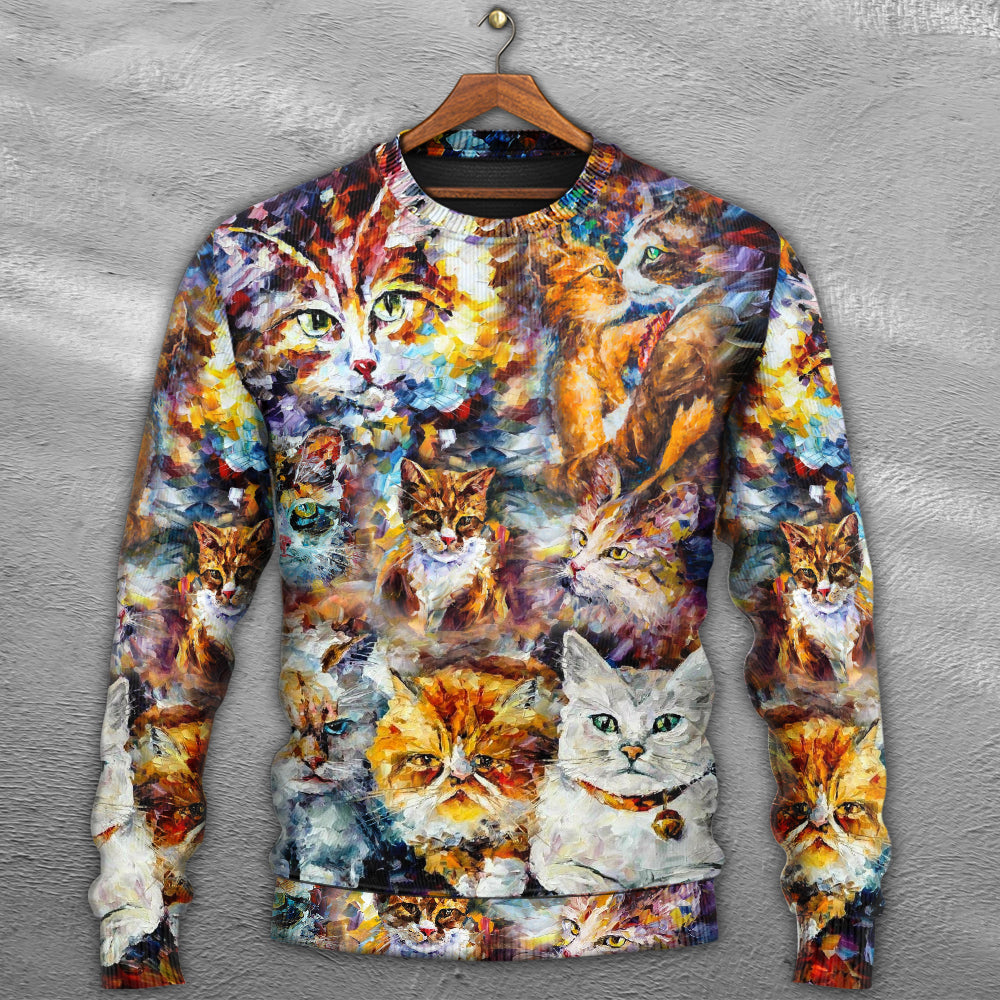 Colorful Cat Sweater For Nature Inspired Fashion Events And Relaxed Everyday Comfort