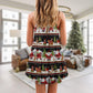 Santa Reindeer Bear Night V-Neck Sleeveless Cami Dress For Christmas Parties Travel And Bright Seasonal Fashion