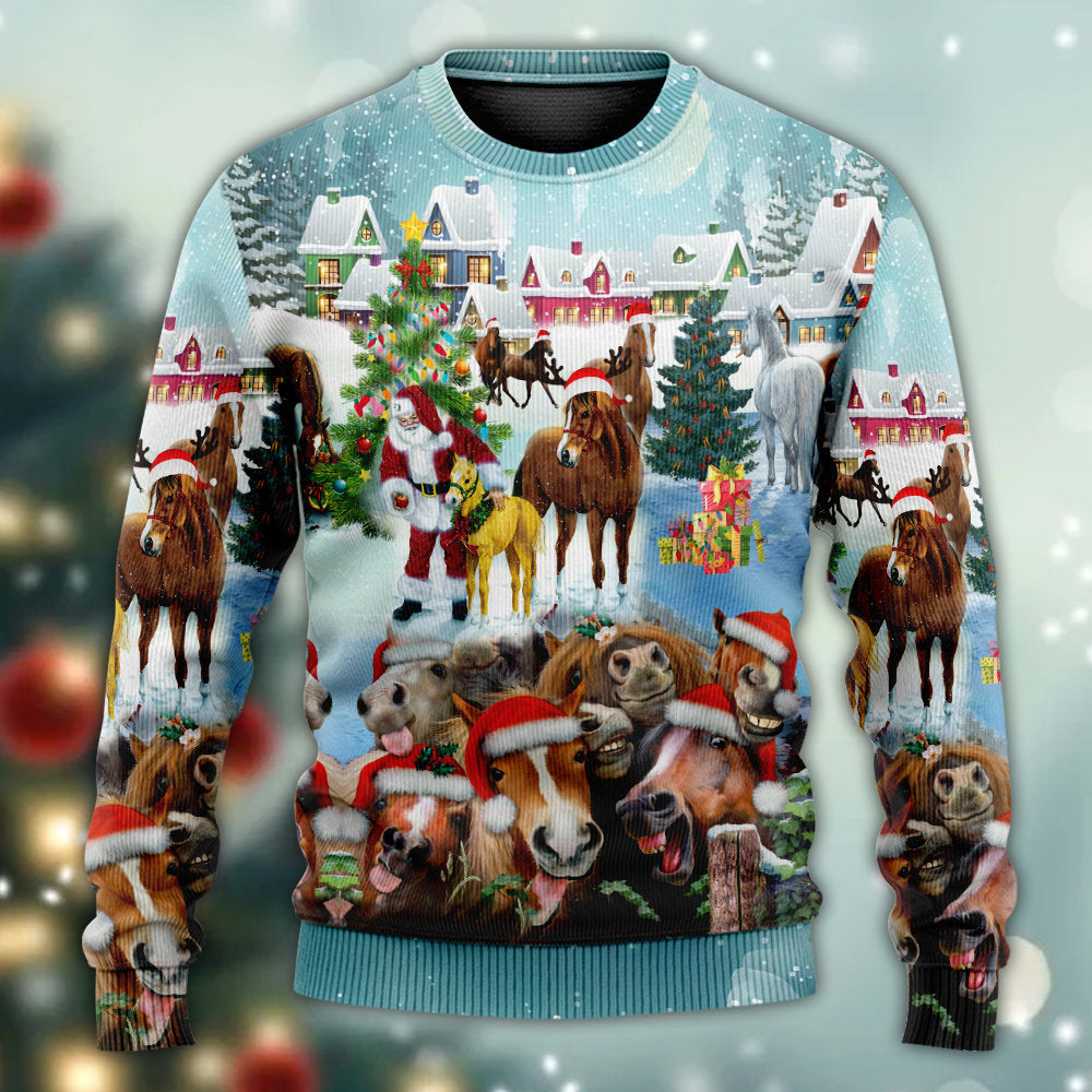 Horse Loves Christmas Happy Sweater For Festive Parties Family Photos And Comfortable Seasonal Wear
