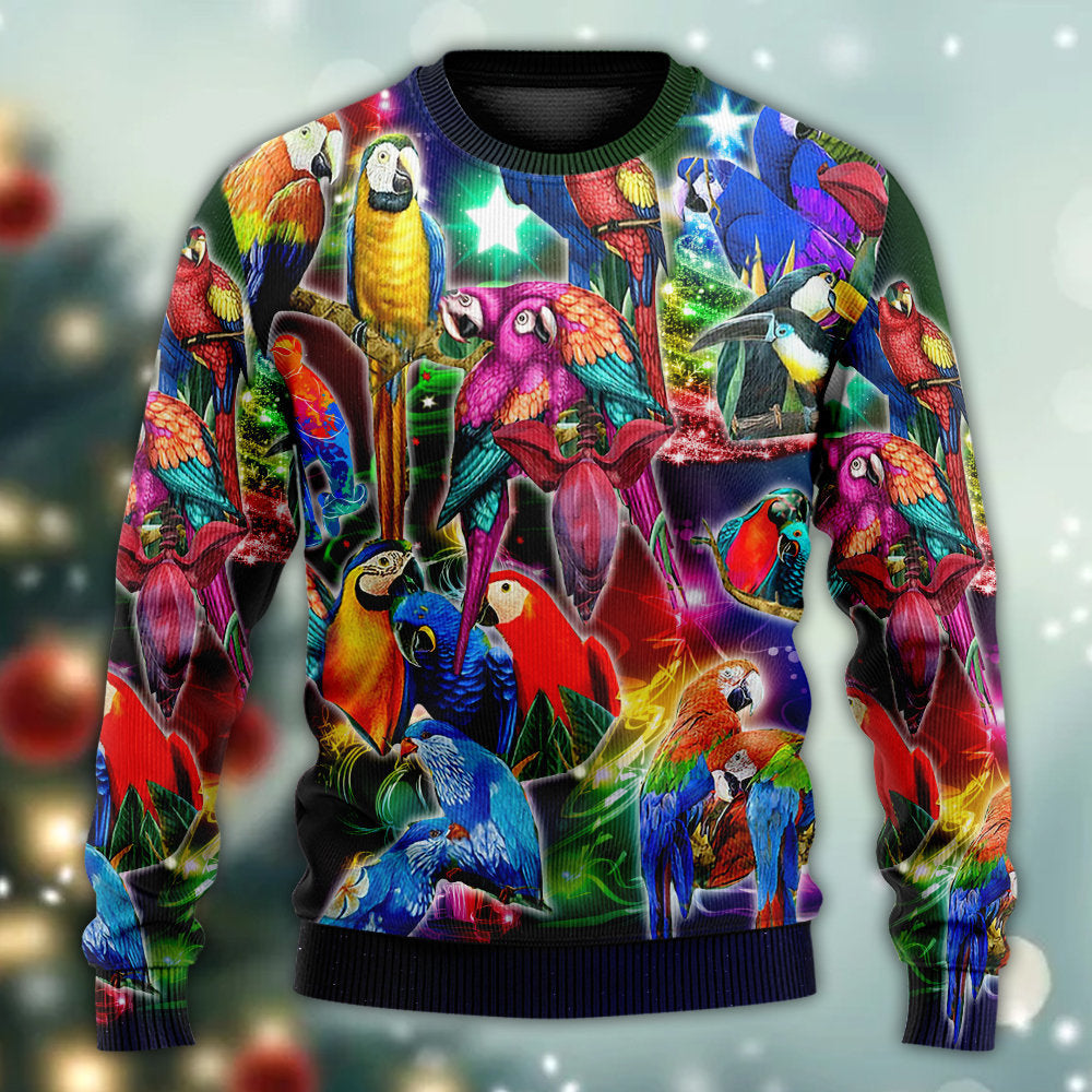 Parrot Tropical Merry Christmas Sweater For Seasonal Parties Cozy Gatherings And Thoughtful Holiday Gifts