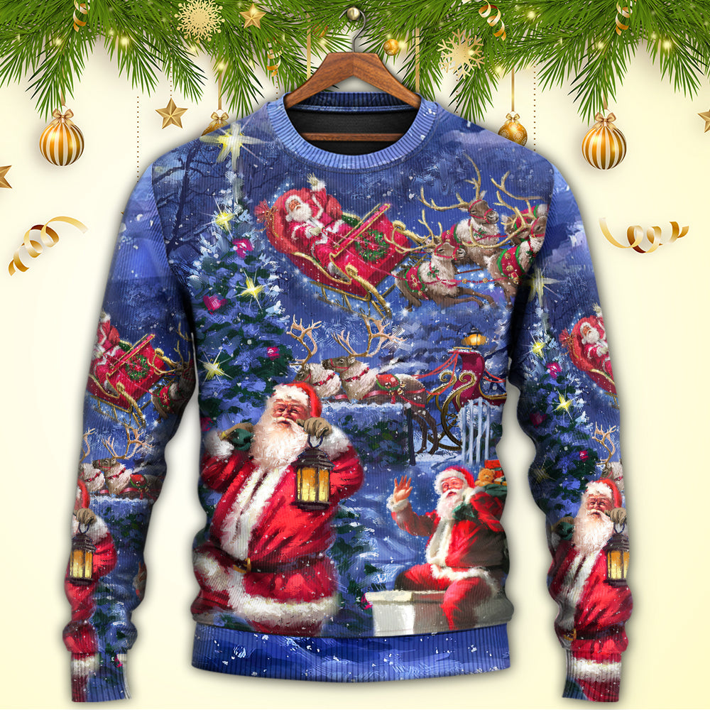 Christmas Santa Chilling Happy Xmas Light Sweater For Festive Parties Family Photos And Comfortable Seasonal Wear