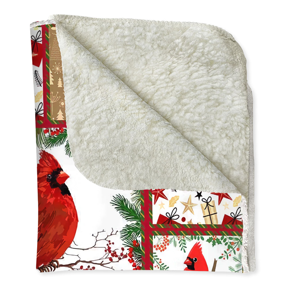Cardinal Christmas Merry And Bright Flannel Blanket For Cozy Bedroom Sofa Decor