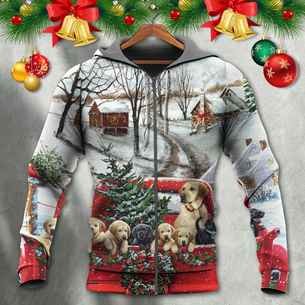 Christmas Dog Holiday Truck Hoodie For Festive Streetwear Winter Outings And Christmas Celebrations