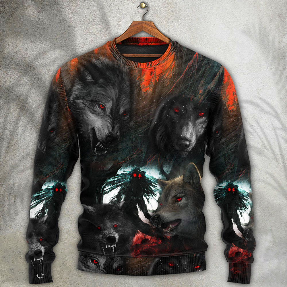 Halloween Black Wolf Night Sweater For Casual Wear Parties And Thoughtful Gifting