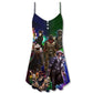 Cowboy Band Christmas Spirit V-Neck Sleeveless Cami Dress For Festive Events And Casual Summer Styling
