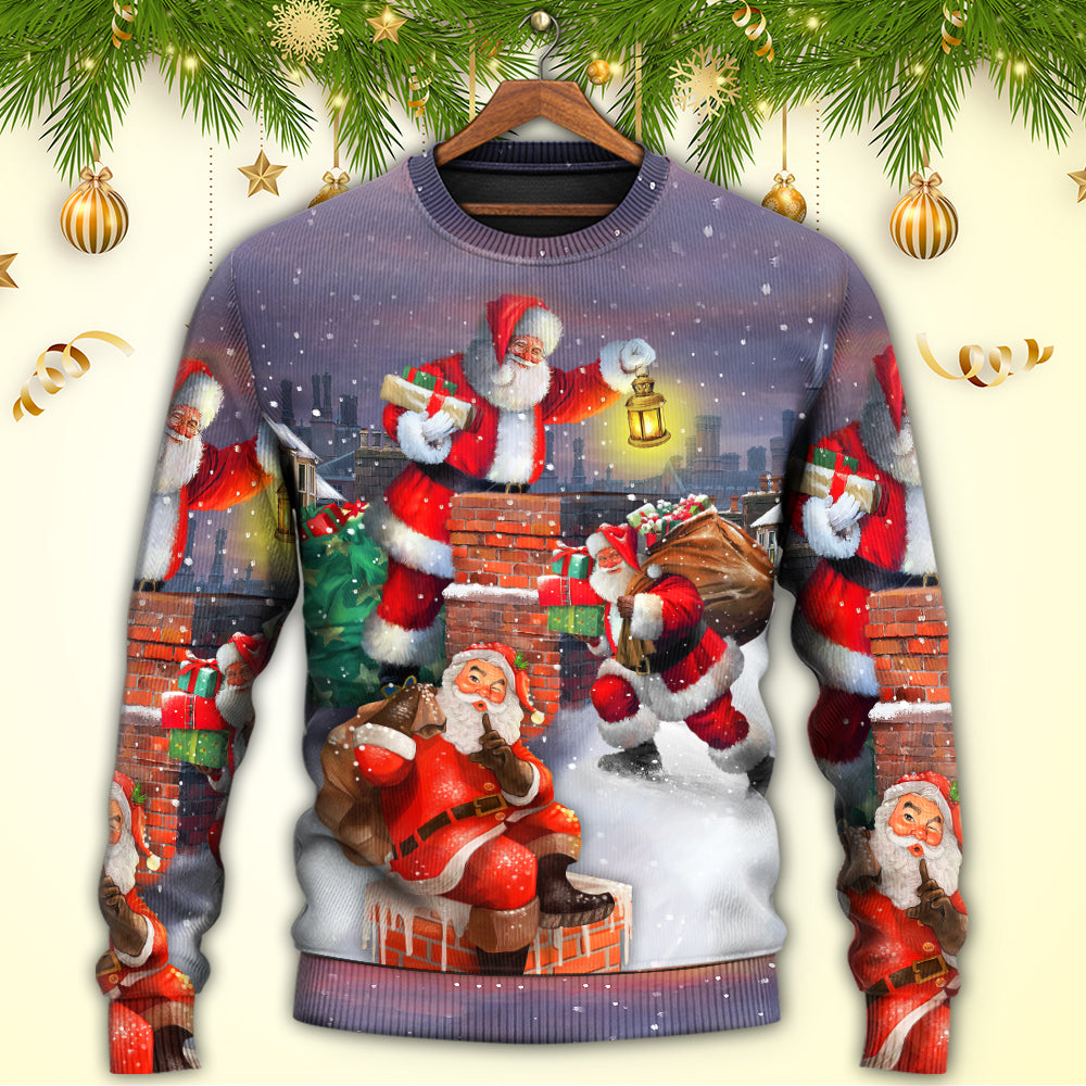 Christmas Having Fun With Santa Gift Sweater For Holiday Travel Winter Outings And Cheerful Gift Giving