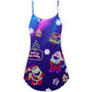Christmas Santa Neon Party Lights V-Neck Sleeveless Cami Dress For Festive Events And Casual Summer Styling