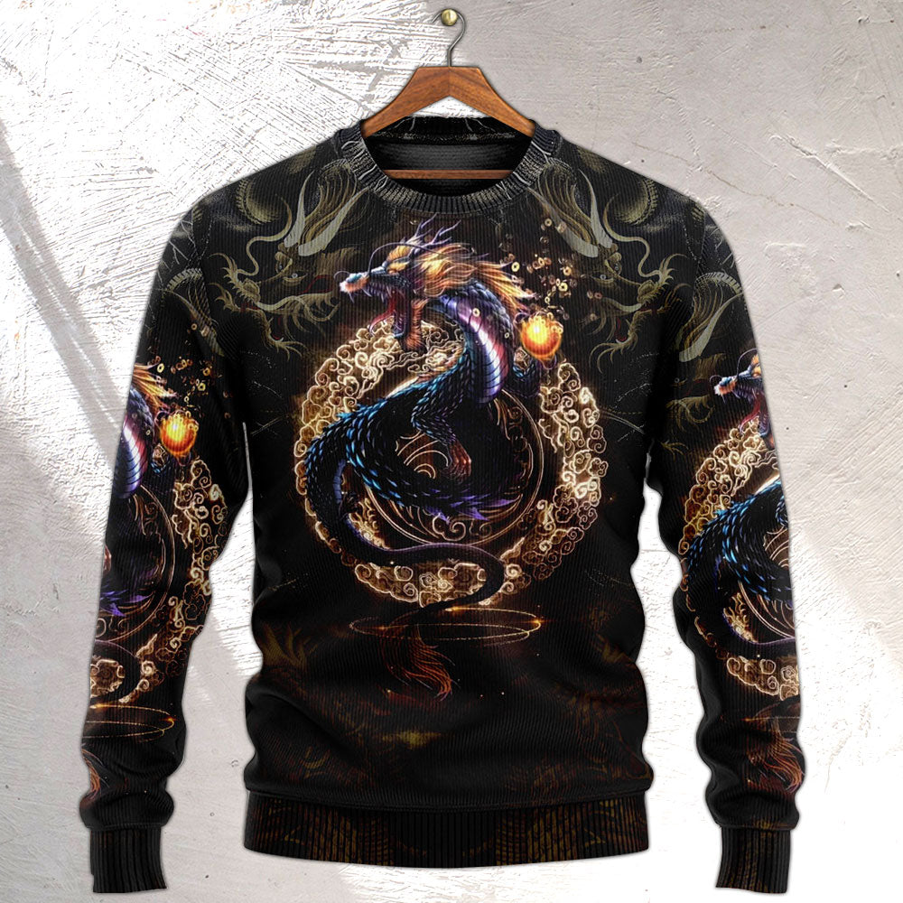 Golden Japanese Dragon Sweater For Animal Inspired Style Events And Comfortable Daily Wear