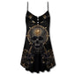 Golden Skull Stay True V-Neck Sleeveless Cami Dress For Summer Vacations Festivals And Casual Everyday Wear