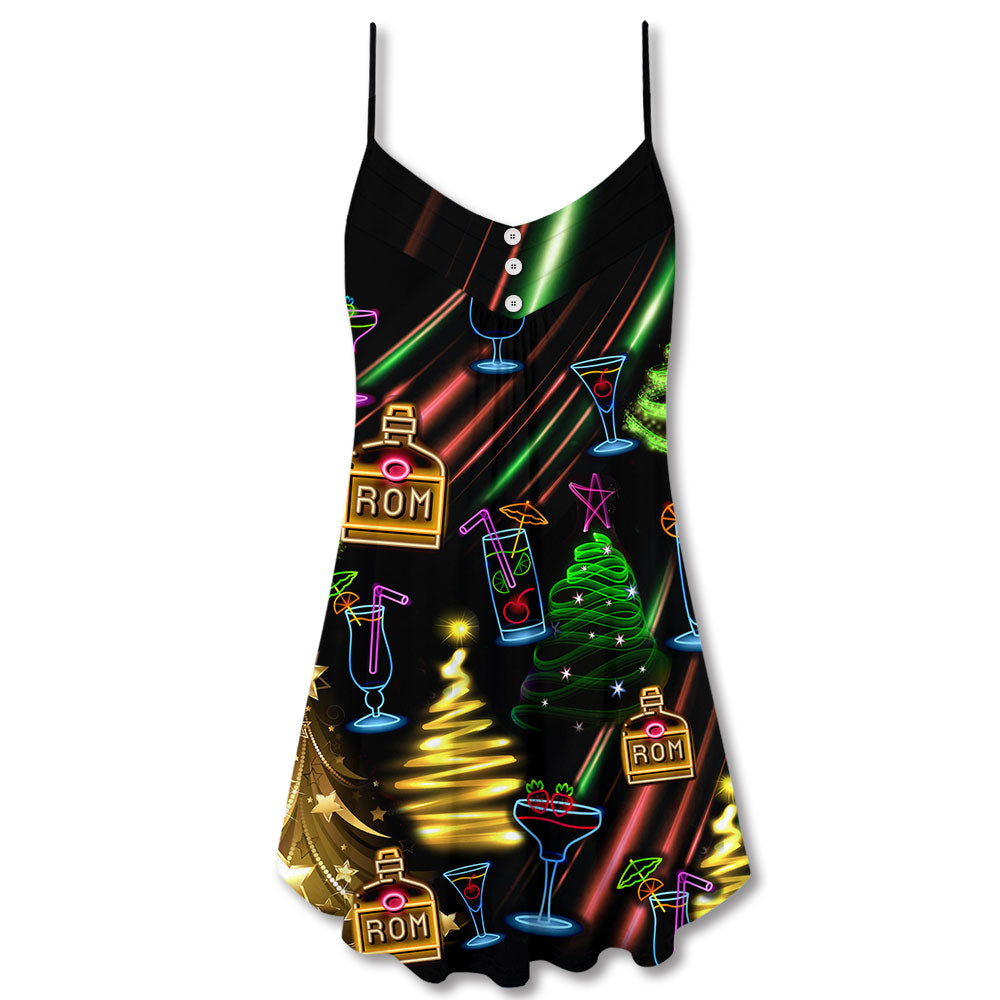 Christmas Celebration Neon Party V-Neck Sleeveless Cami Dress For Summer Events And Comfortable Everyday Style