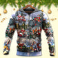 Santa Motorcycle Snow Mountain Hoodie For Holiday Gatherings Winter Travel And Seasonal Gifting