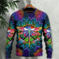 Hippie Colorful Dragonfly Mandala Sweater For Psychedelic Art Fans Outdoor Events And Distinctive Gifts