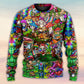 Hippie Mushroom Music Sweater For Festival Adventures Vacations And Relaxed Daily Styling