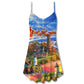 Lighthouse Shine Through Darkness V-Neck Sleeveless Cami Dress For Summer Events And Comfortable Everyday Style