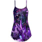 Dark Purple Dragon Lightning V-Neck Sleeveless Cami Dress For Beach Trips Parties And Relaxed Warm Weather Style