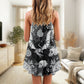 Gothic Dragon Fire Compass V-Neck Sleeveless Cami Dress For Festivals And Distinctive Alternative Styling