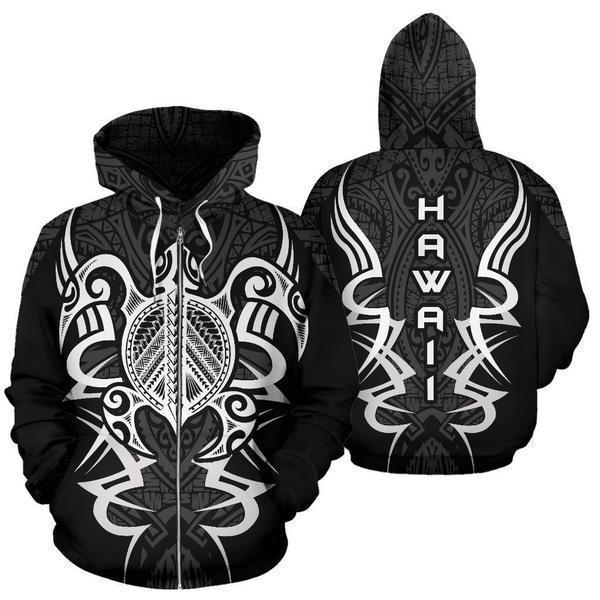 Gray Hawaii Turtle Tribal Armor Hoodie For Coastal Travel Casual Outfits And Relaxed Daily Wear