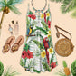 Parrot Loves V-Neck Sleeveless Cami Dress For Ocean Lovers And Sunny Getaways