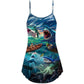Fishing Shark Crazy Art V-Neck Sleeveless Cami Dress For Coastal Travel Festivals And Casual Warm Weather Wear