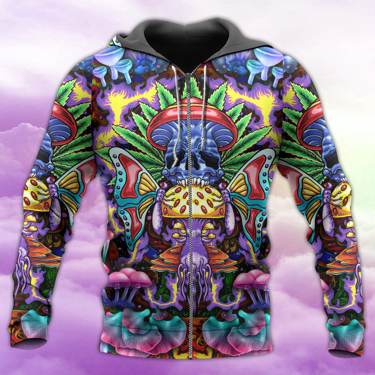 Hippie Mushroom Skull Hoodie For Boho Enthusiasts Seasonal Trips And Thoughtful Gifts