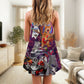 Funny Rocker Cat Style V-Neck Sleeveless Cami Dress For Casual Outings Vacations And Summer Style