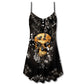 Skull Flowers From Darkness V-Neck Sleeveless Cami Dress For Alternative Style Parties And Relaxed Everyday Wear