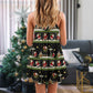 Christmas Santa Big Night V-Neck Sleeveless Cami Dress For Vacations Parties And Expressive Warm Weather Styling