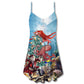 Octopus And Santa Merry Christmas V-Neck Sleeveless Cami Dress For Holiday Parties And Relaxed Vacation Wear