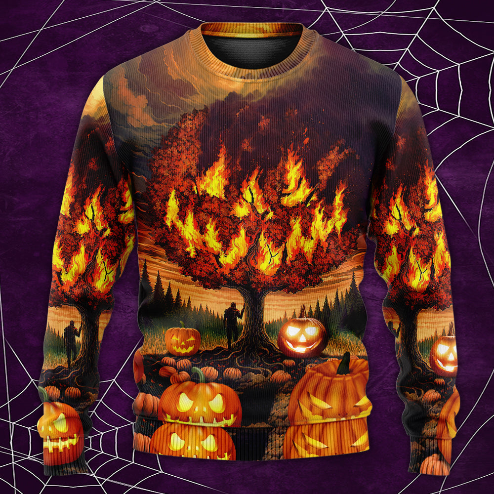 Halloween Pumpkin Wild Fantasy Sweater For Art Fans Travel Parties And Distinctive Casual Style