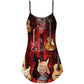 Halloween Abstract Guitar Art V-Neck Sleeveless Cami Dress For Spooky Season Events And Relaxed Casual Styling