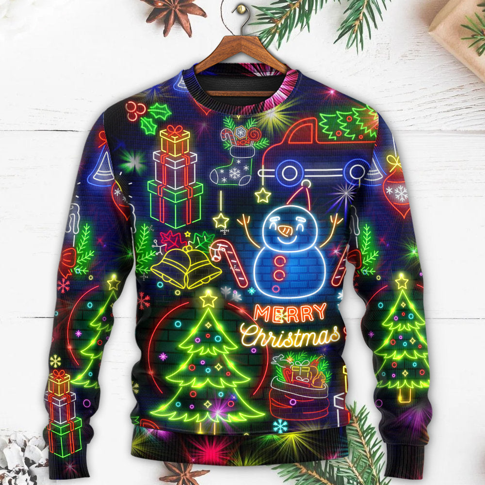 Christmas Bright Neon Lighting Sweater For Festive Events Weekend Outings And Comfortable Winter Style