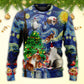 Christmas Cat Playing In Starry Night Sweater For Festive Parties Family Photos And Comfortable Seasonal Wear