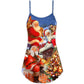 Christmas Rooftop Santa Art V-Neck Sleeveless Cami Dress For Festivals Travel And Relaxed Casual Summer Wear