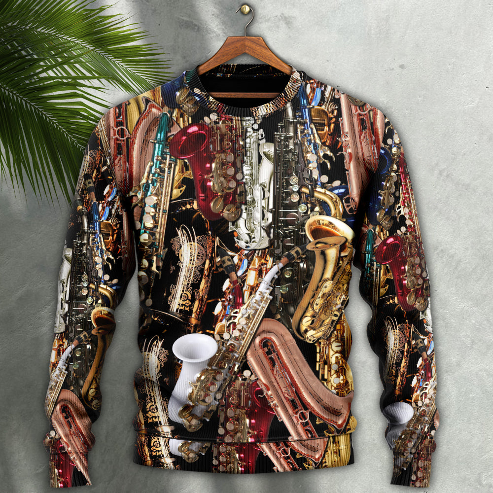 Saxophone Music Therapy Sweater For Live Events Travel And Relaxed Creative Outfits