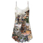 Tabby Cat Daily Portrait V-Neck Sleeveless Cami Dress For Summer Vacations Festivals And Casual Everyday Wear