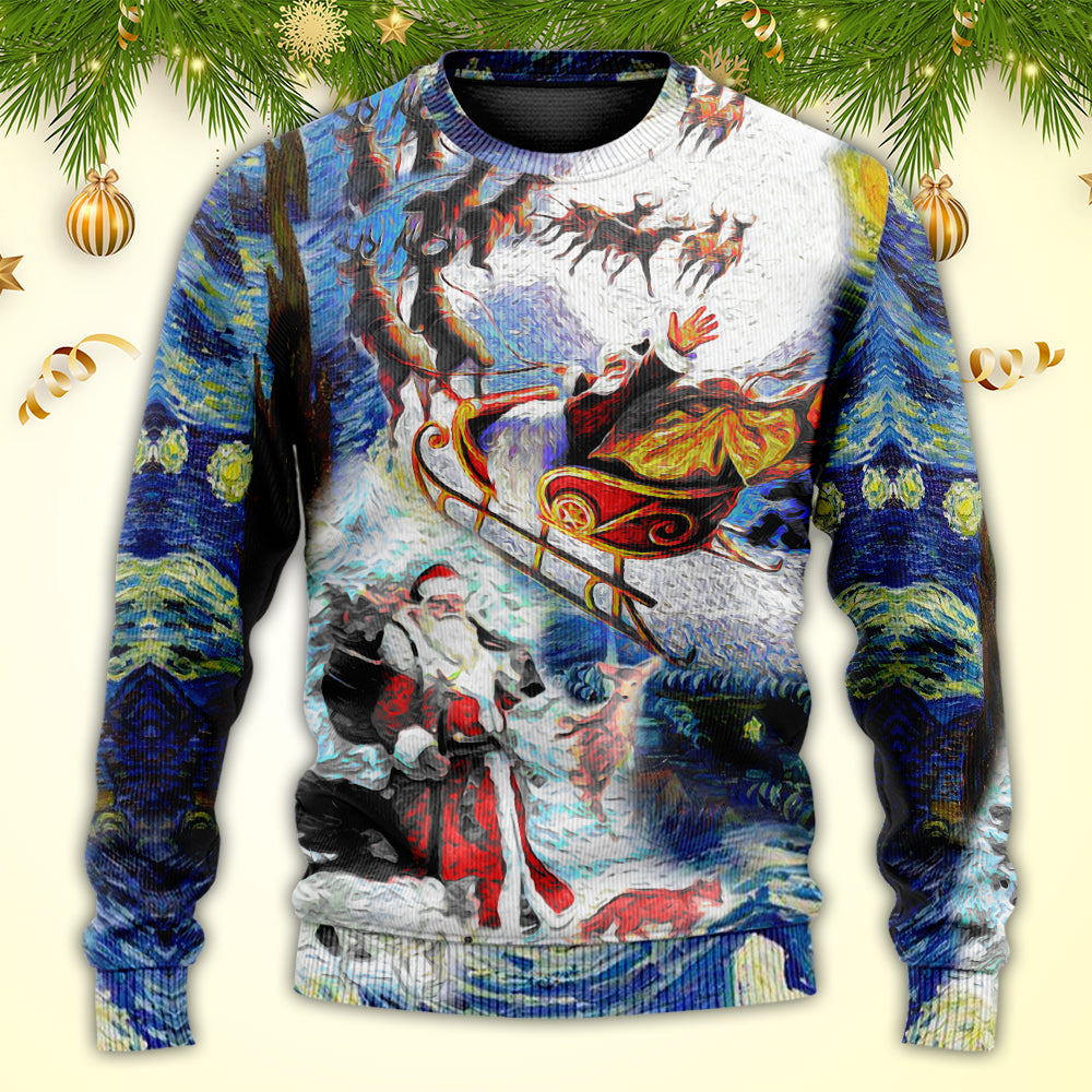 Christmas Friendly Santa With Animals Sweater For Holiday Travel Winter Outings And Cheerful Gift Giving