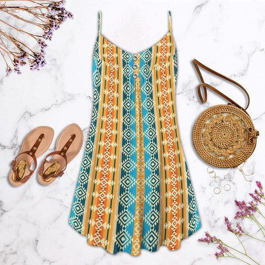 Artistic Native V-Neck Sleeveless Cami Dress For Festivals And Relaxed Warm Weather Style