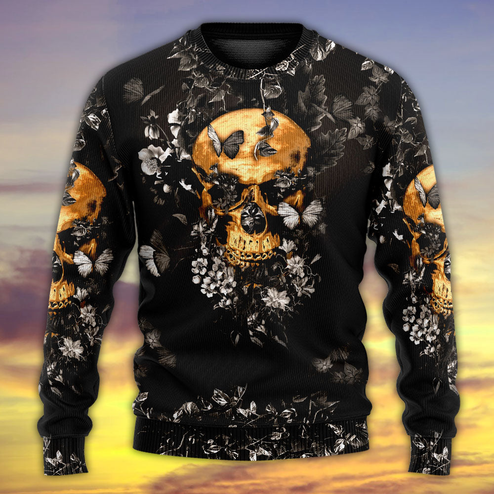 Skull Flowers Growth From Darkness Sweater For Alternative Outfits Seasonal Events And Everyday Comfort