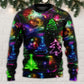 Christmas Neon Tree And Snowman Sweater For Festive Family Events Casual Wear And Holiday Gift Giving