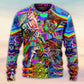 Hippie Horse Free Spirit Run Sweater For Psychedelic Art Fans Outdoor Events And Distinctive Gifts