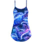 Dolphin Galaxy Neon Glow V-Neck Sleeveless Cami Dress For Mythical Art Lovers And Relaxed Warm Weather Fashion
