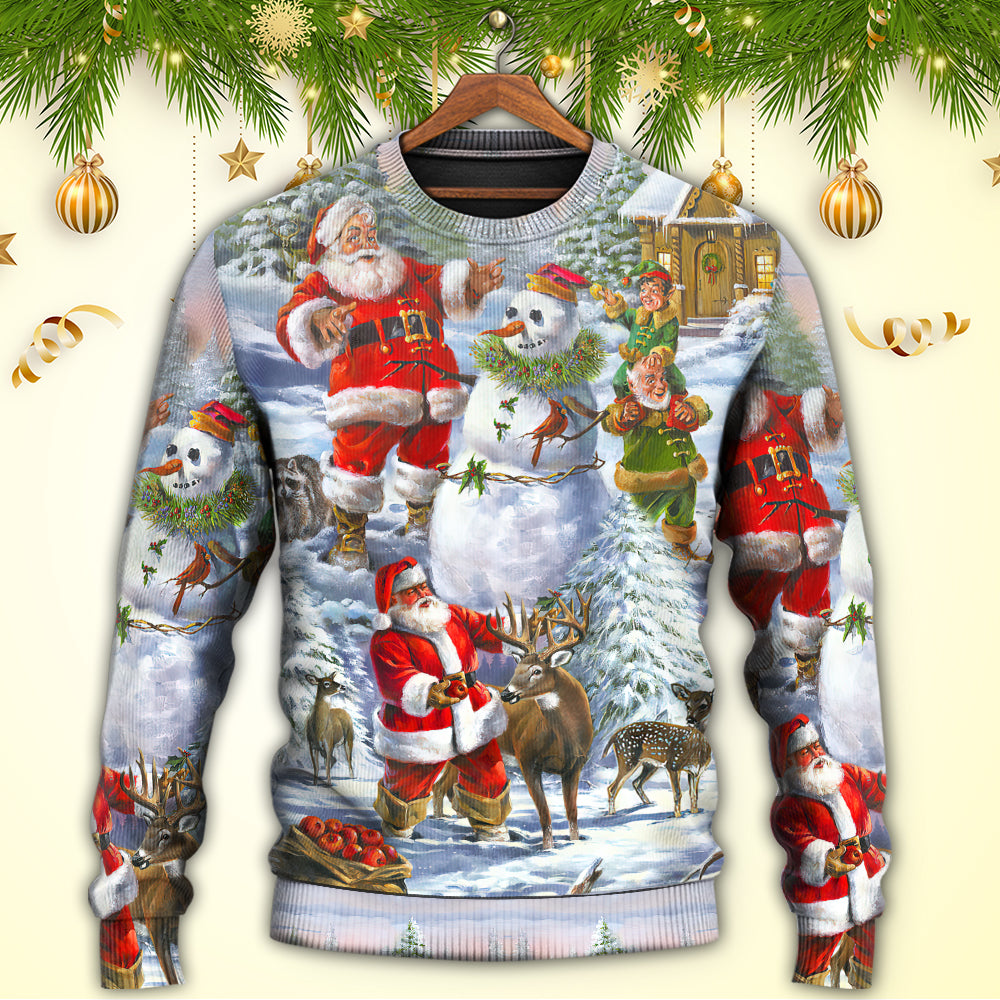 Christmas Santa Snowman Elf Happy Sweater For Holiday Travel Winter Outings And Cheerful Gift Giving