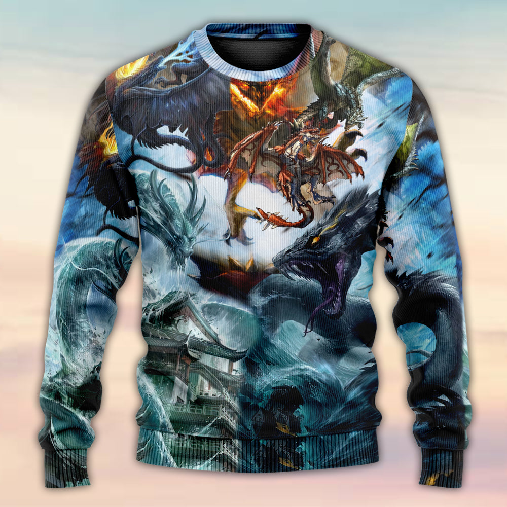 Epic Dragon Battle Fantasy Sweater For Animal Inspired Style Events And Comfortable Daily Wear