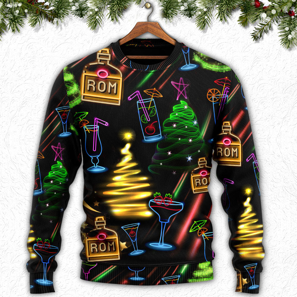 Christmas Rum Neon Sweater For Family Gatherings Winter Travel And Everyday Seasonal Comfort