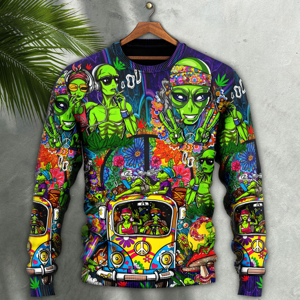 Hippie Space Alien Cosmic Sweater For Psychedelic Art Fans Outdoor Events And Distinctive Gifts