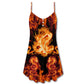 Dragon Fireball Madness V-Neck Sleeveless Cami Dress For Mythical Art Lovers And Relaxed Warm Weather Fashion