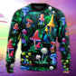 Hippie Mushroom Galaxy Neon Sweater For Festival Adventures Vacations And Relaxed Daily Styling
